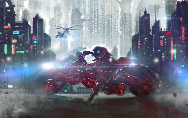 futuristic sci fi artwork motorbikes buildings cities HD Wallpaper Backgrounds Image Photo Picture